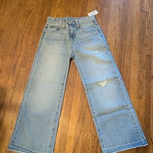 NWT Old Navy Girls Light Blue Baggy Wide Leg Jeans Size 10